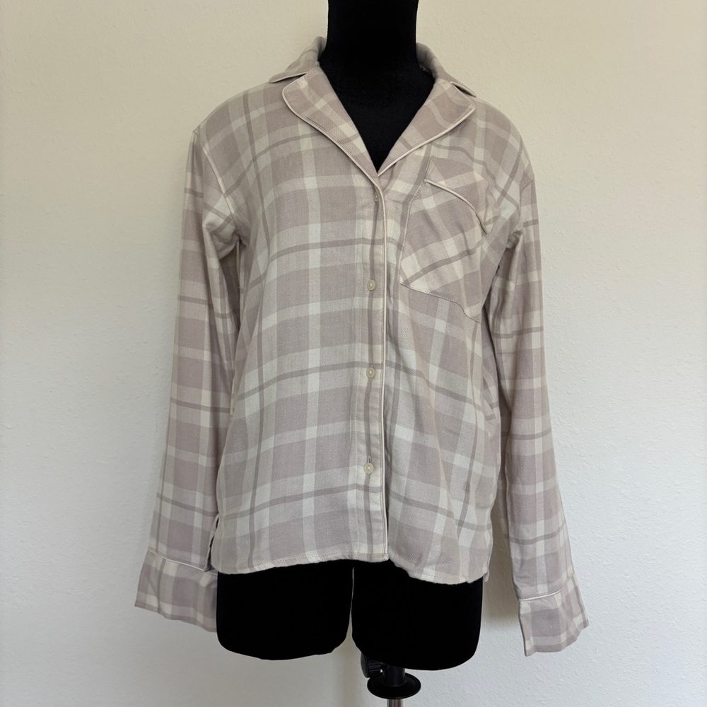 Abercrombie & Fitch Flannel Sleep Shirt Cream Plaid